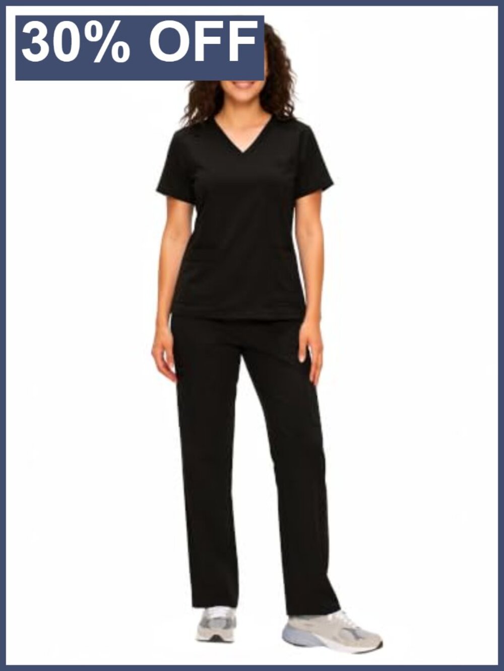 COZYFIT V-Neck Scrub Top & Cargo Pants Set 12 Pockets Healthcare